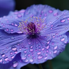 Vibrant purple flower with water droplets