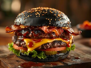 Gourmet Burger with Black Bun