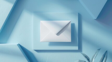 A white envelope on a blue square