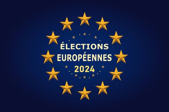 Ilustra&ccedil;&atilde;o sobre as Elei&ccedil;&otilde;es Europeias de 2024 com a descri&ccedil;&atilde;o em franc&ecirc;s "&Eacute;lections Europ&eacute;ennes 2024"