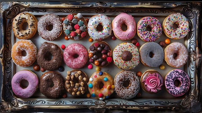 Donus.Round wooden box overflowing with colorful buttons in various shades of brown, like delicious chocolate chip cookies