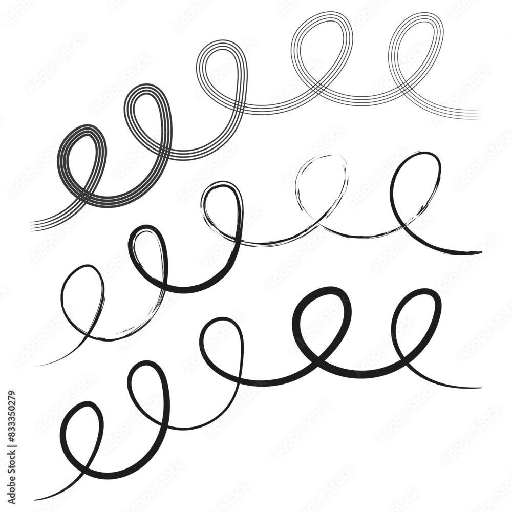 Poster elegant looping ribbons illustrations. continuous line art with abstract loops. flowing curves black