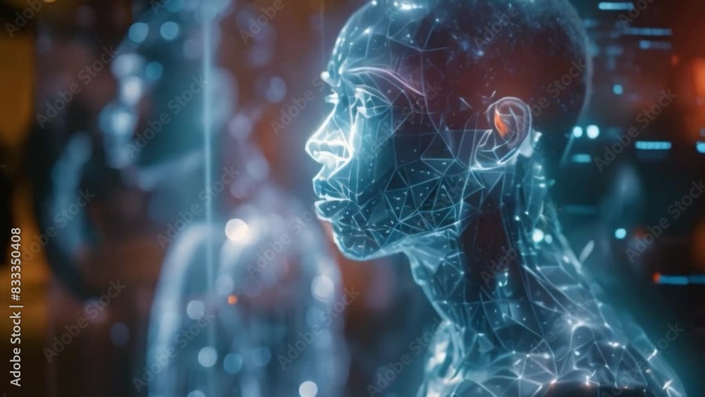 Poster this microcircuit silhouette of a person symbolizes artificial intelligence innovation