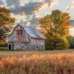 Obraz premium old barn in the field