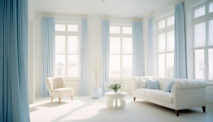 Fototapeta premium an empty white blue room with lighting