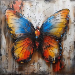 Vibrant butterfly metal wall art