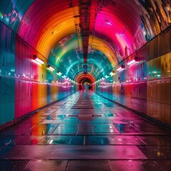 Vibrant Neon Tunnel