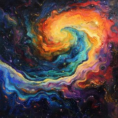 Vibrant cosmic swirl of color and light