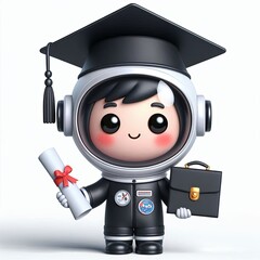 cute astronaut graduation cartoon , 3d  gENERATIVE ai