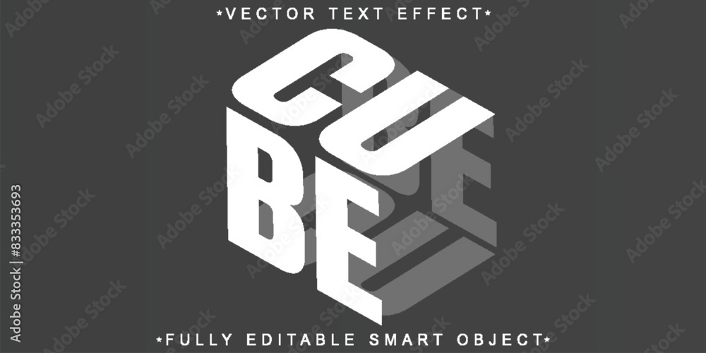 Poster modern minimal shade design cube white vector fully editable smart object text effect