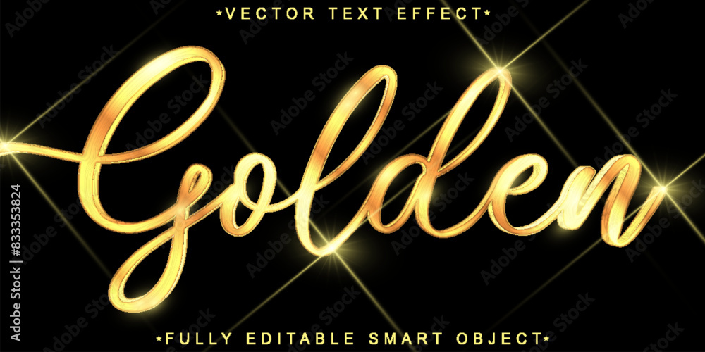 Poster minimalist handwritting shiny golden vector fully editable smart object text effect