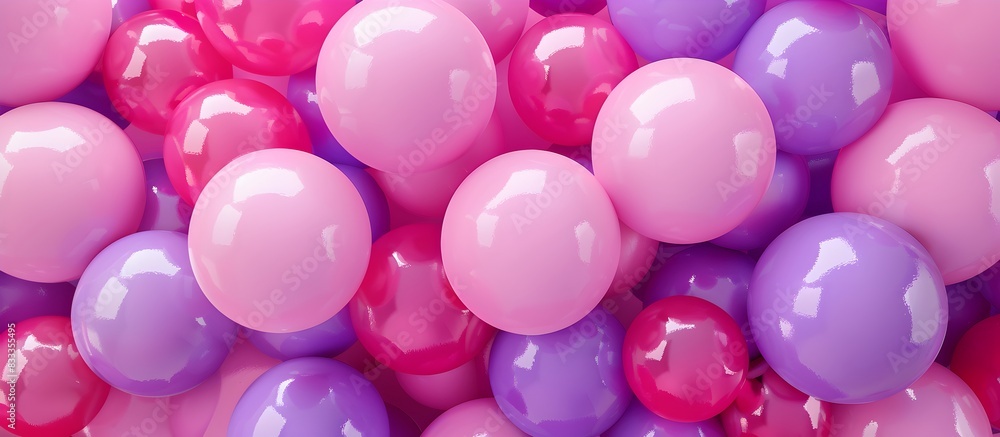 Poster abstract background of pink and purple balloons in the shape of tubes, 3d rendering in the style of 