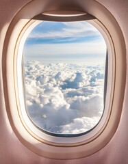 Blick aus Flugzeug Fenster - Wolken und Himmel - warm
