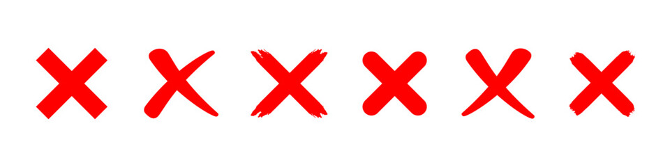 x mark vector sign. red cross symbol. isolated x sign