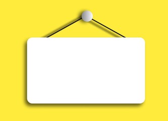 Blank hanging sign board with copy space. Empty board.Background for notice, message, announcement with blank space. 