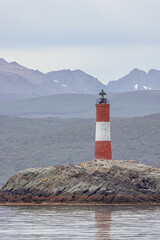 The Eclaireurs lighthouse on its island in the Beagle Channel, just outside the harbor of Ushuaia