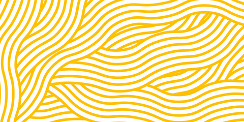 Pattern with wavy yellow noodles. Spaghetti graphic background. Italian pasta