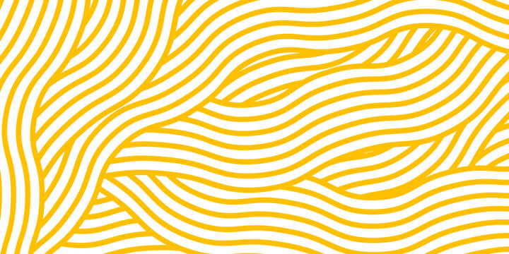 Pattern with wavy yellow noodles. Spaghetti graphic background. Italian pasta