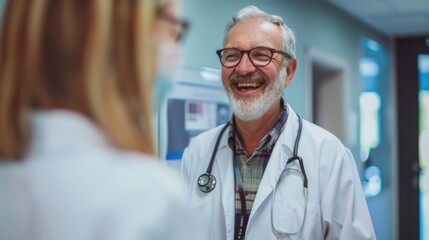 A happy patient leaving the examination room with a sense of well-being and confidence in the doctor's expertise