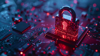 padlock cyber digital security concept