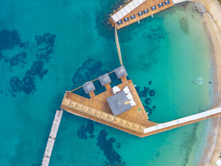Bodrum Beach and Turquoise Sea Drone Photo, Bodrum Muğla, Türkiye (Turkey)