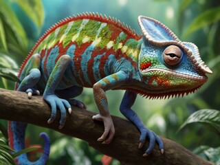 Fototapeta premium chameleon on a tree
