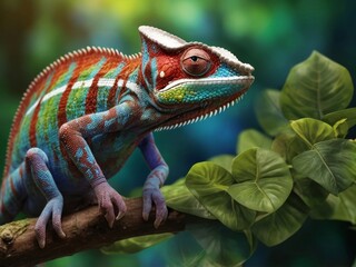 Fototapeta premium chameleon on a tree