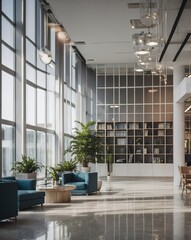 Blurred Modern Office Interior Background