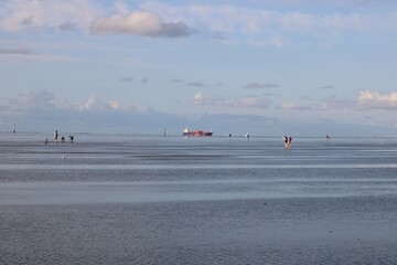Blick auf die Nordsee vor Cuxhaven bei einer Wattwanderung