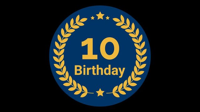 10 Birthday Laurel Wreath badge Animation 