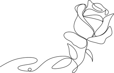 The flower is drawn as a continuous line. Vector illustration. 