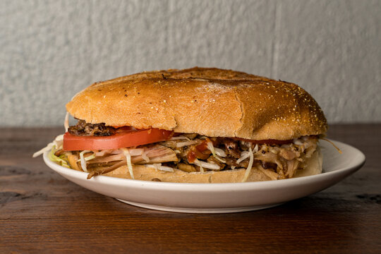 Dominican Republic chimi burger on a plate