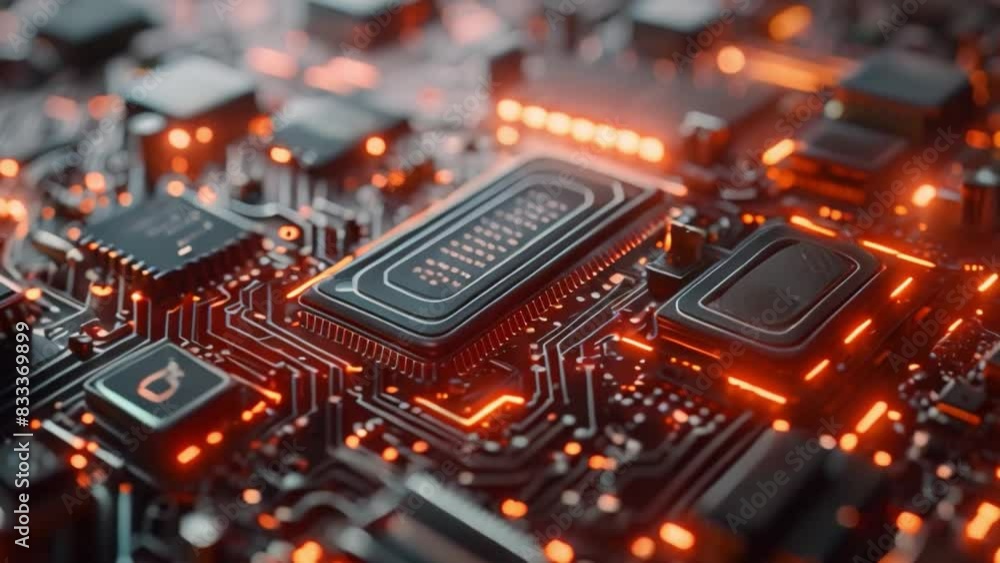 Poster This Detailed close-up of a computer motherboard showing electronic components and circuitry.