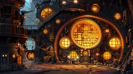 Obraz premium burning stove, generative, ai, cyberpunkflat, vectorsimple, modelinggrapk, retro, vintage, background, products, фmachine, mechanical, car, auto, vector, design, illustration, speed, automobile, city,