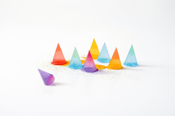 Colorful Cones on White Background