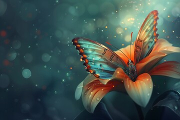 A fantasy flower with petals that resemble butterfly wings