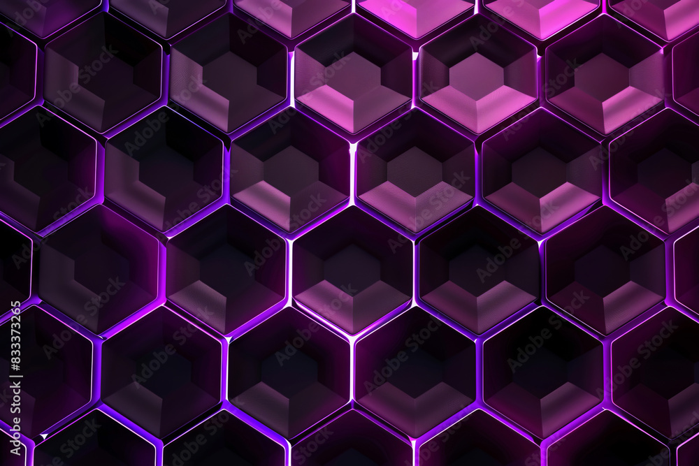 Poster abstract purple hexagon pattern background with 3d effect