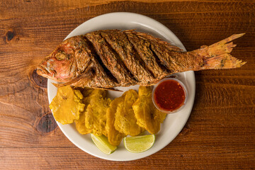 fried red snapper and fried plantains