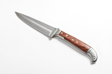 Hunting knife with wooden handle