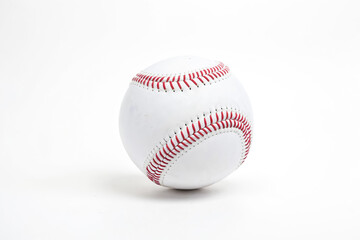 Closeup of a Baseball on a White Background