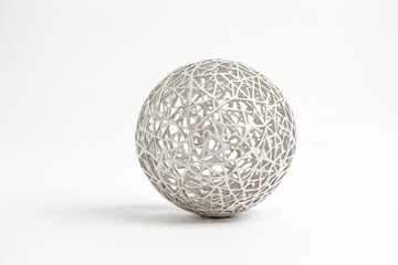 Silver Wire Sphere on White Background