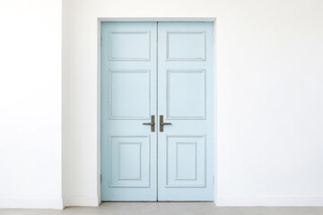 Light Blue Double Door in White Room