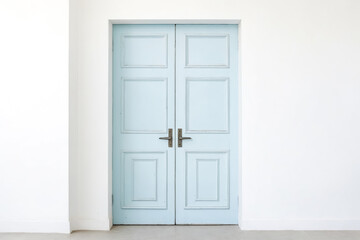 Light Blue Double Door in White Room
