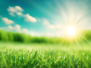 green grass and blue sky