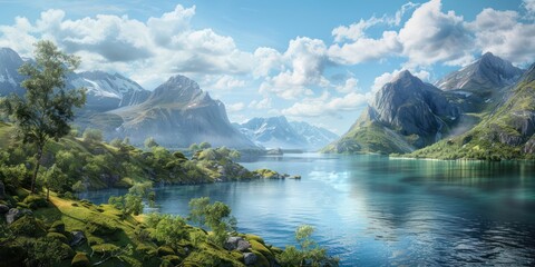 View of the lake waters with beautiful hill cliffs, landscape background river backgorund.