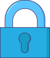Reliable padlock icon. Storage conditions for medicines, medical stroked cartoon element for modern and retro design. Simple color vector pictogram isolated on white background