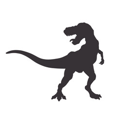 Tyrannosaurus isolated silhouette. Black drawing of prehistoric dinosaur. Giant jurassic reptile. T-rex print sketch
