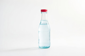 Fototapeta premium Glass bottle with red cap on white background