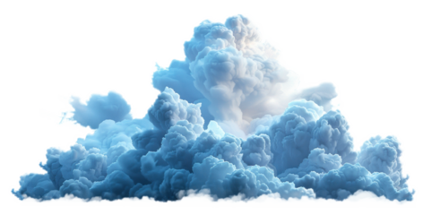 Fluffy blue clouds on transparent background