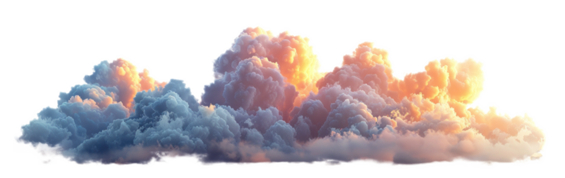 Vibrant Sunset Clouds Variety on Transparent Background